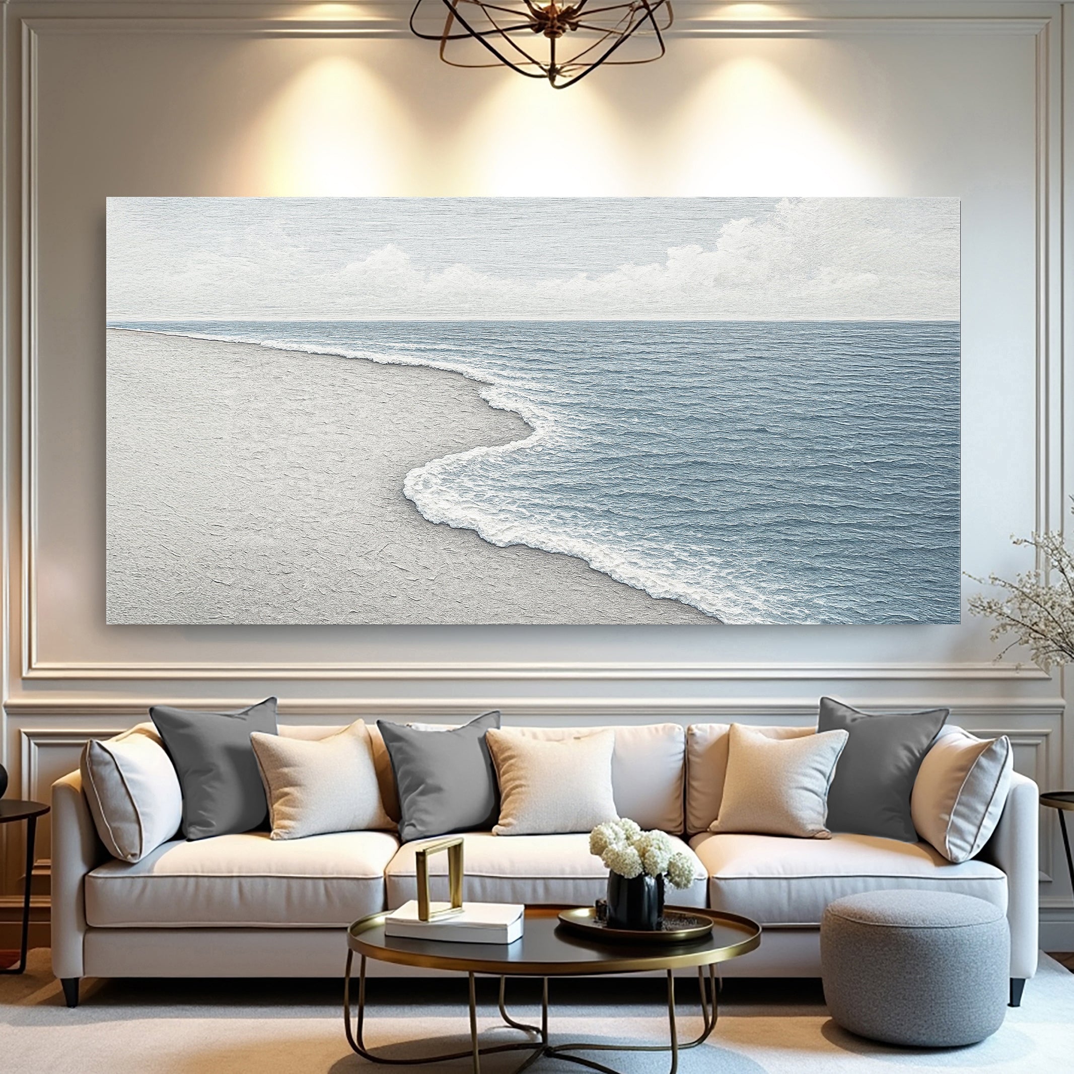 Abstract Beach Shore Wall Art for Coastal Home Decor